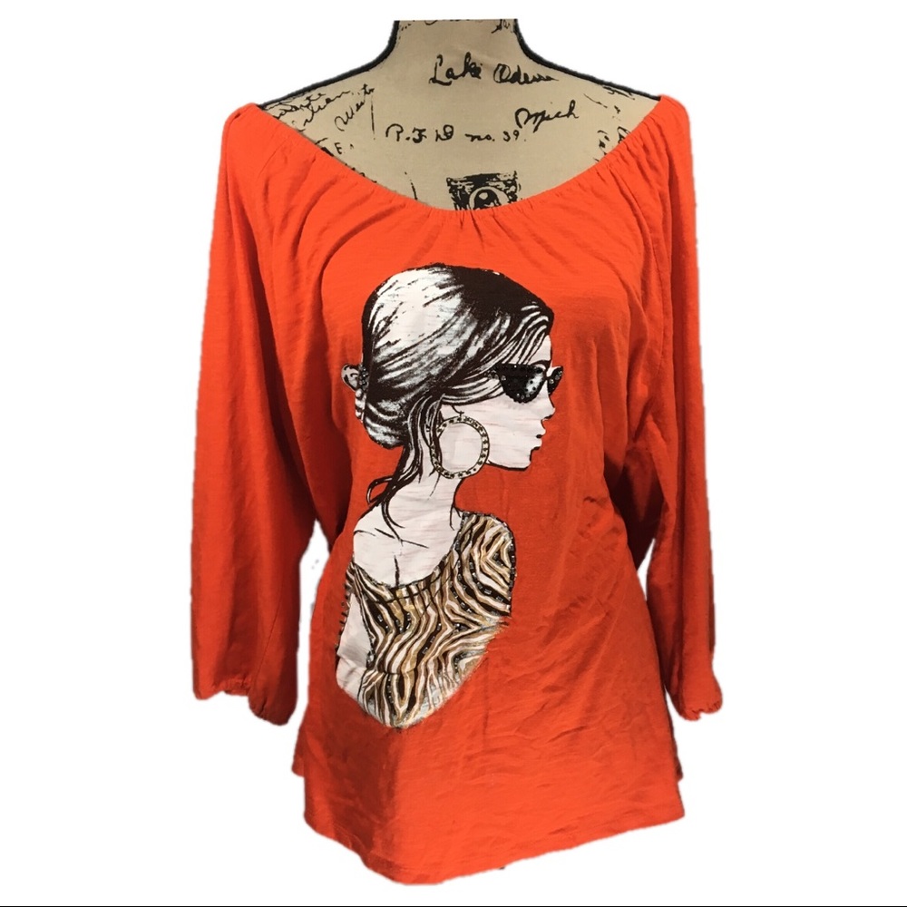 Onque Bedazzled Jeweled Bling Sequins Graphic Tee